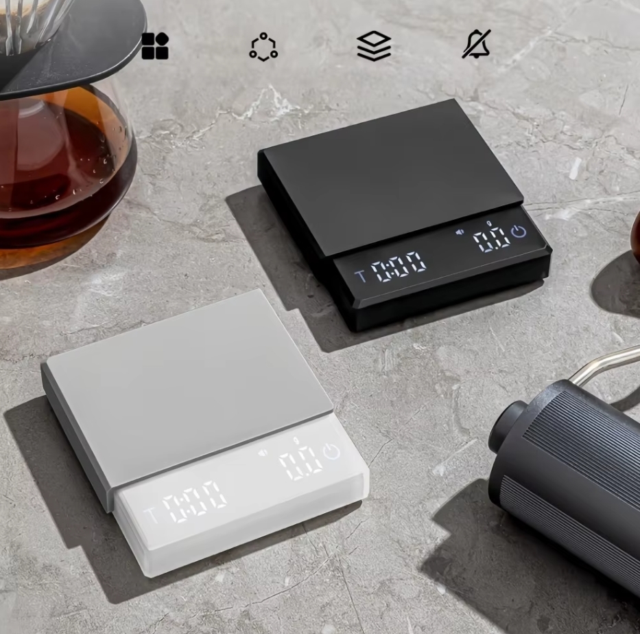Kitchen Electronics Gadgets - Mini Elektronische Kaffeewaage, Intelligente Pulver-Wasser-Verhältnis-Messung, USB-Silikonpad,