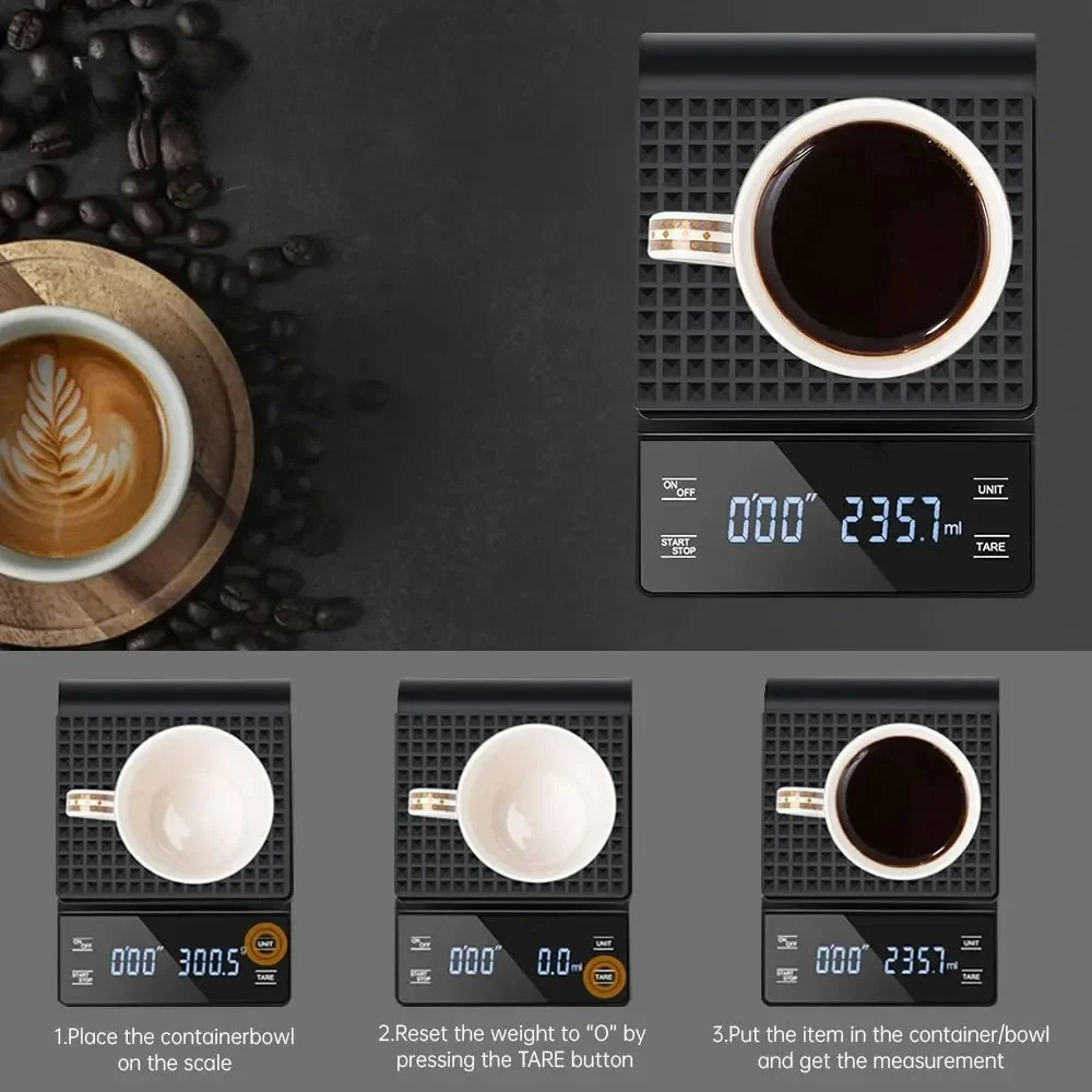 Kitchen Electronics Gadgets - Intelligente Kaffee-Elektronikwaage Hochpräzise Digitale Zeitmessung LCD-Waage